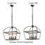 Plafonnier pour îlot de cuisine Farmhouse, lustre rustique en bois 4 lumières, lanterne industrielle suspendue sur table
