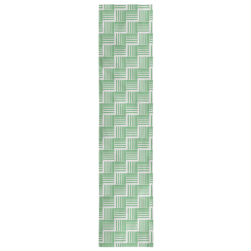 Fractured Stripes Table Runner, 16" x 90", Light Green/White