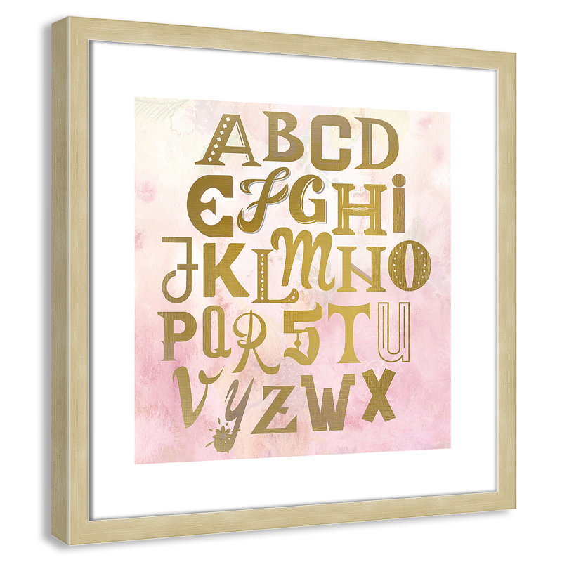 Abc Pink ', impression sur papier, Encadré de boîte champagne, H 16 po x l 16 po x P 1,18 po