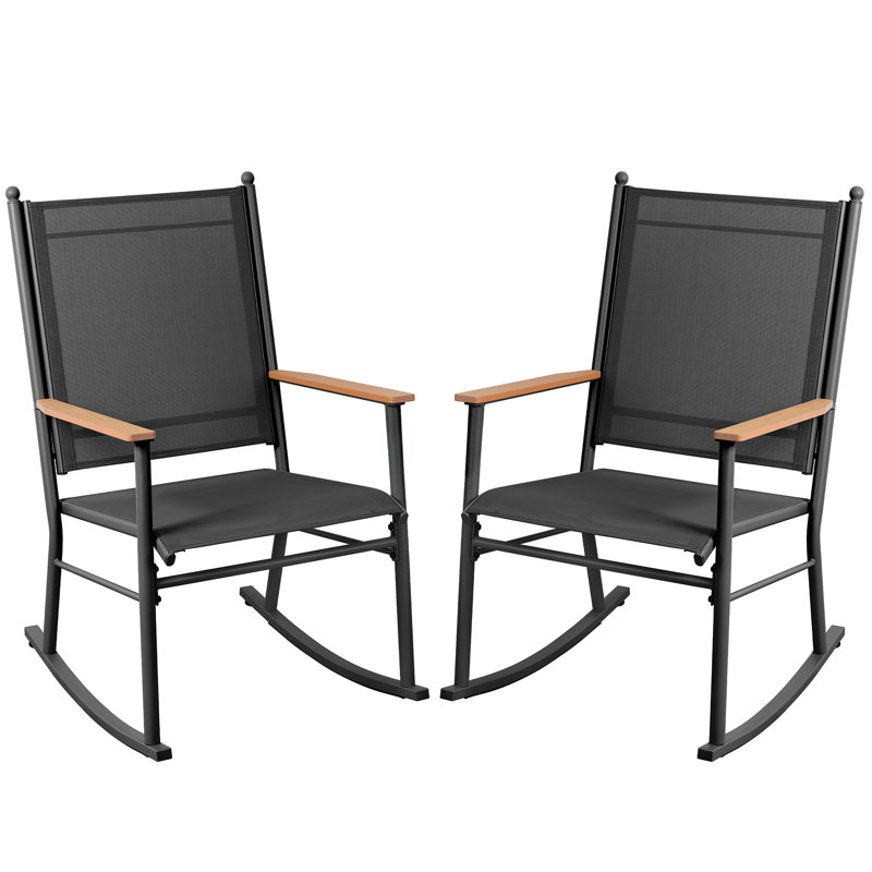Fauteuil à bascule d'extérieur pour 2 personnes, Noir, noir, noir, noir