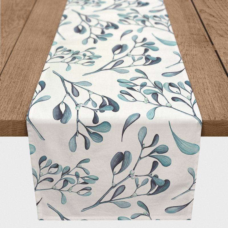 Bleich Rectangle Floral Polyester Table Runner, 72" x 16", Blue
