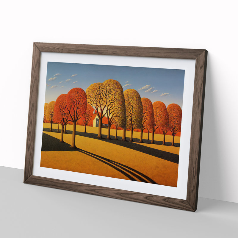 Minimalist Autumn Forest - Single Picture Frame Print, 46cm H x 64cm W, Walnut Framed