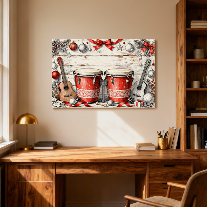 Instruments de musique et décorations de Noël, H 12 po x l 18 po