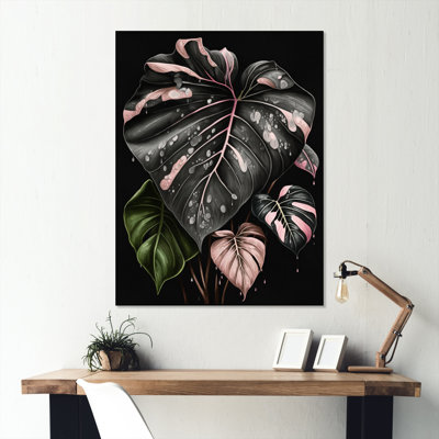 «Rose and White Philodendron Leaf I», reproduction sur toile