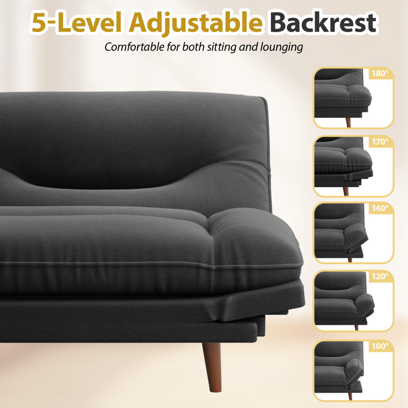 65 po FUTON et lit FUTON, Lin noir