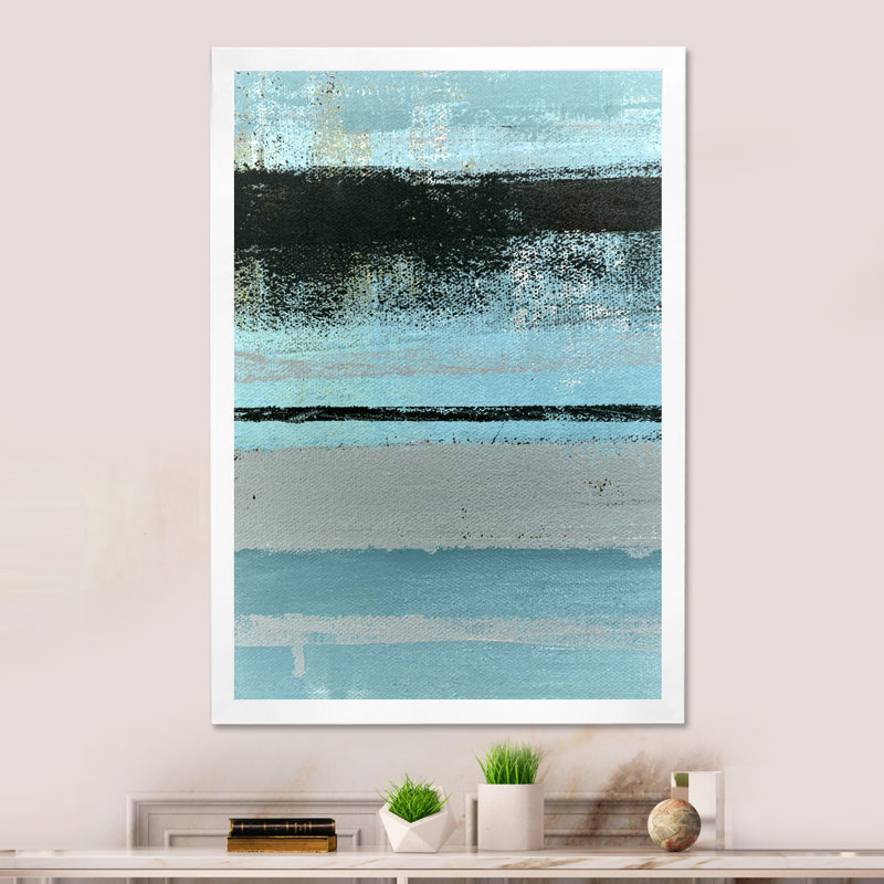 Art moderne gris et bleu II 2FDP47725, H 20 po x l 12 po x P 1 po, Cadre blanc