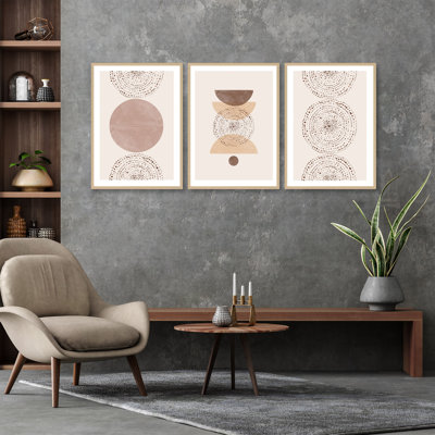 Abstract Boho by  - 3 Piece Picture Frame Graphic Art Set on Paper