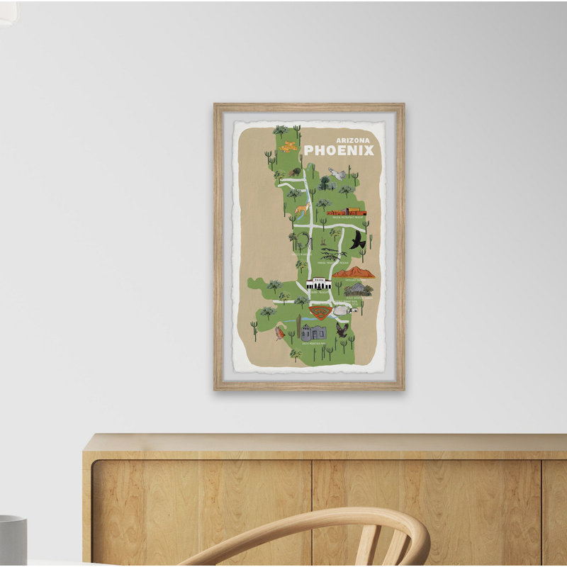 Phoenix Arizona Map II par - cadre photo, impression, H 18 po x l 12 po x P 1,5 po