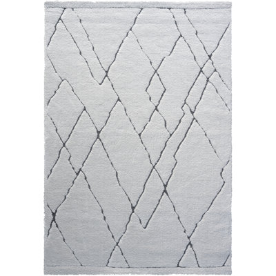 Tapis en polyester recyclé ivoire et gris anthracite Nube Messina