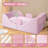 Toddler Bed, Toddler Floor Bed – Low-to-Ground Design with Detachable Guard Rails, Soft Upholstered Transition Bed, Standard Crib Size for kids Ages 1–6 (Pink)-311352913
