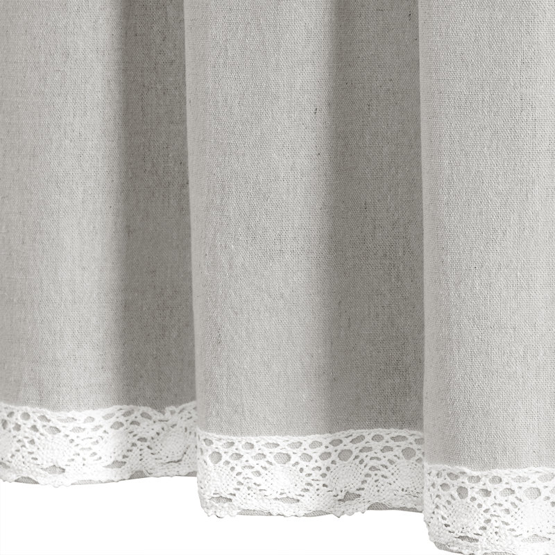 Linen Lace Linen Tailored Window Valance, Light Gray
