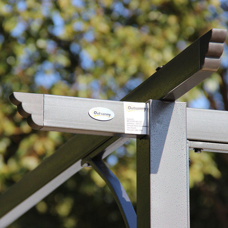 Auvent rétractable Outsunny 11,5 pi x 11,5 pi, structure en acier gris avec protection UV pour patio et jardin