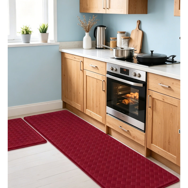 Tapis de cuisine antidérapant et antidérapant 2 pièces, Rouge