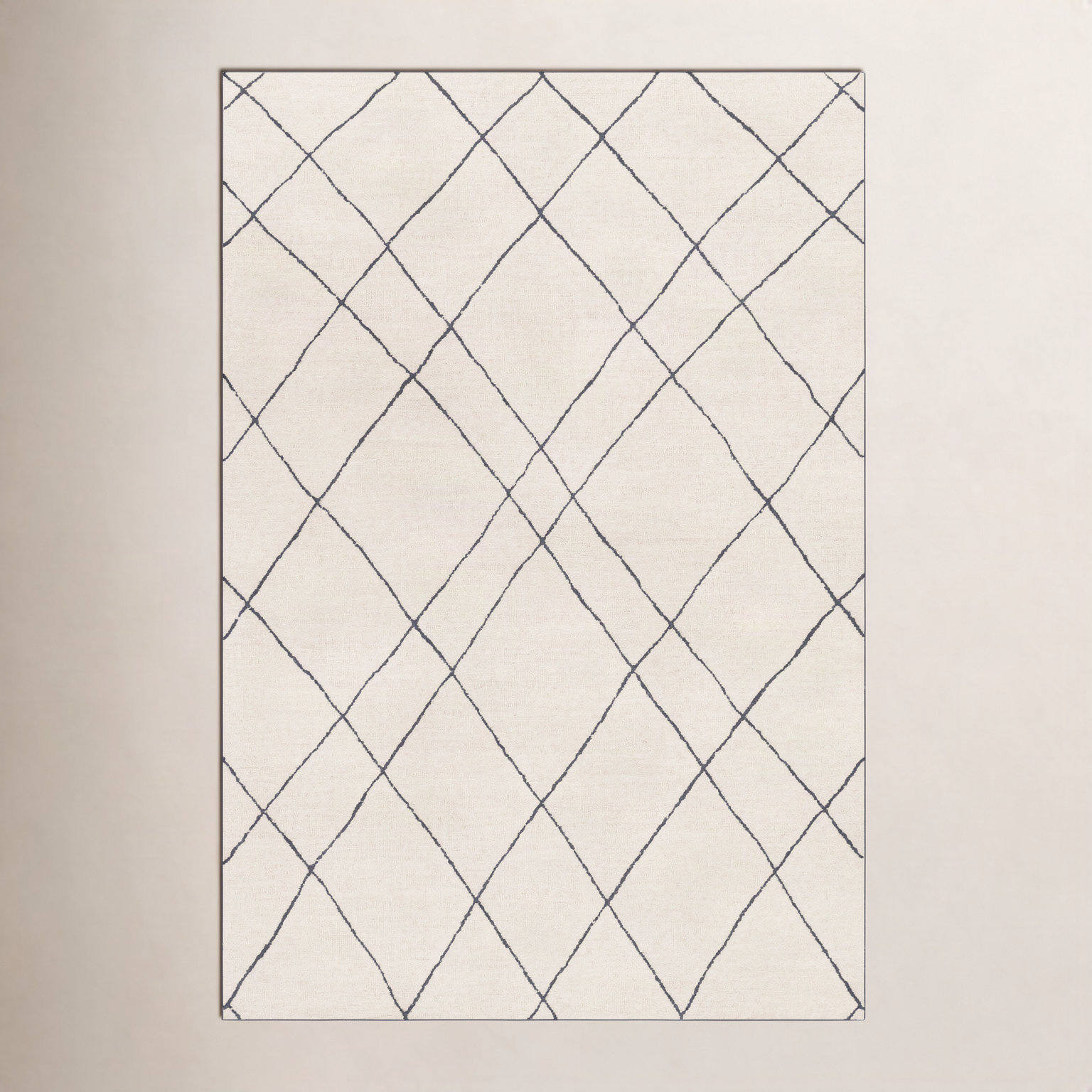 Seaton Black Cream Hand-Tufted Abstract Wool Rug, Rectangle 4' x 6'