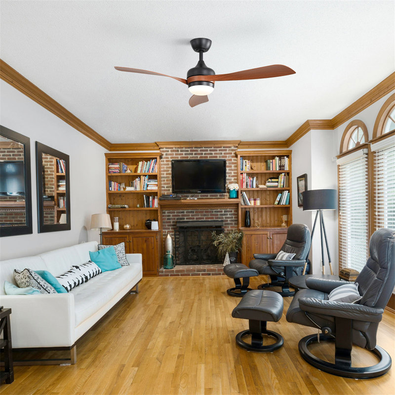 52-INCH Ceiling Fan With Reversible DC Motor And 18W LED Light, Brown