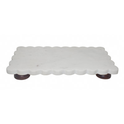 Cheese Platter White Marble With Wood Legs