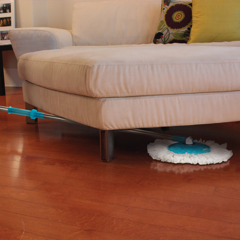 Hurricane Blue and White Microfiber Spin Mop with Bucket