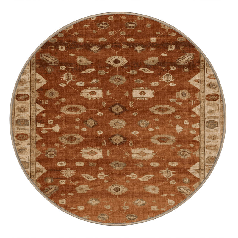Tapis brun lavable à la machine, Rond 4 pi