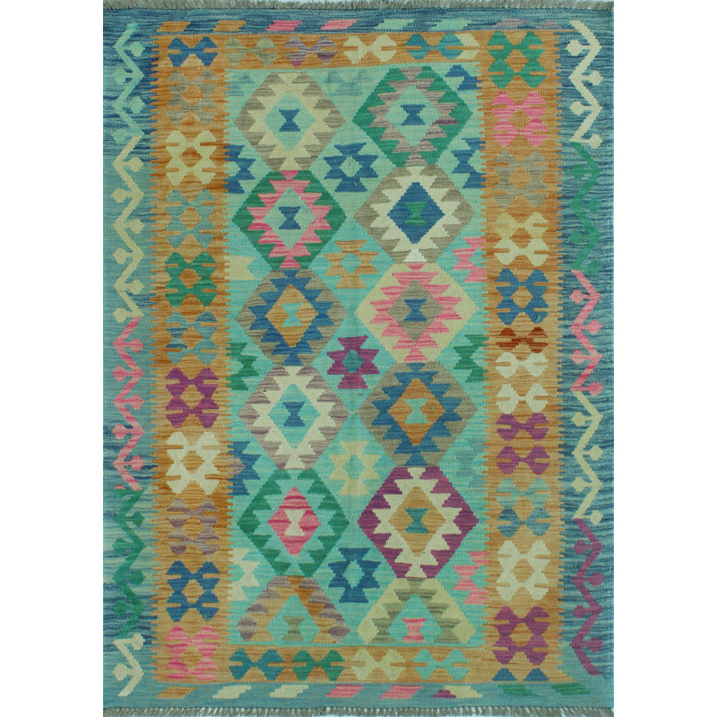 Tapis bleu Sun Sun délavé Kilim Behnam