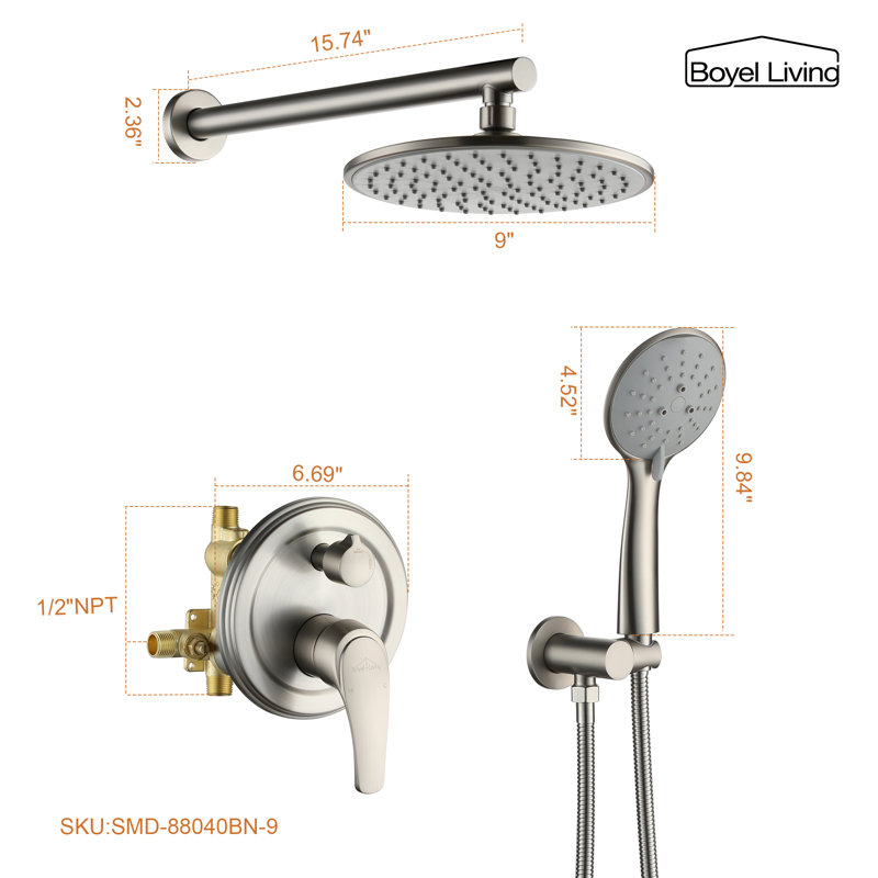 All-In-One Kit with Rough in-Valve, Brushed Nickel
