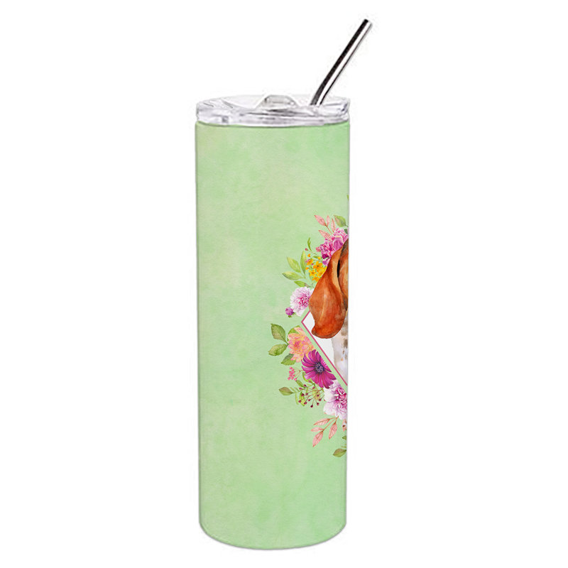 E23BF9F8391D466E9CA4F8DFEBD9A7DB de verre 20 oz à double paroi en acier inoxydable chiot, Basset hound orange, Vert