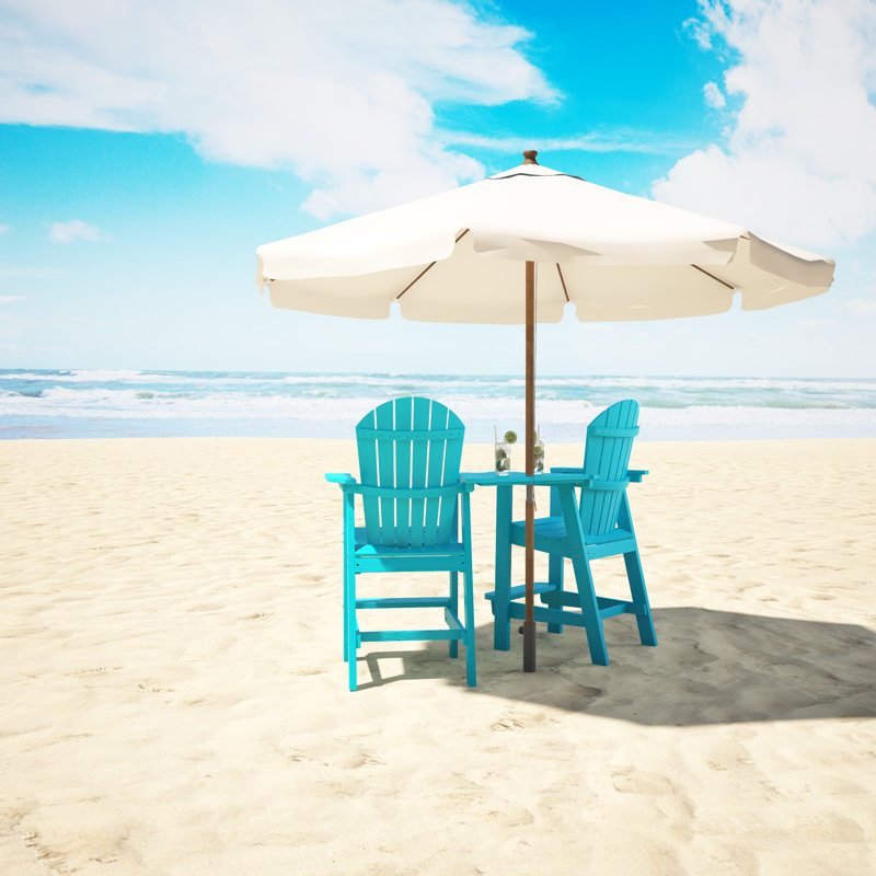 Chaise Adirondack d'extérieur en bois Bronya, Cyan