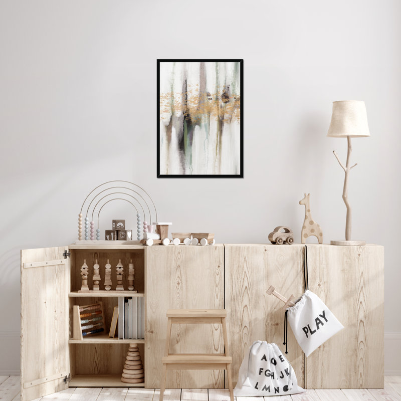 Falling Gold Leaf I by Studio W - Painting, 80cm H x 55cm W, Black Framed Paper Print