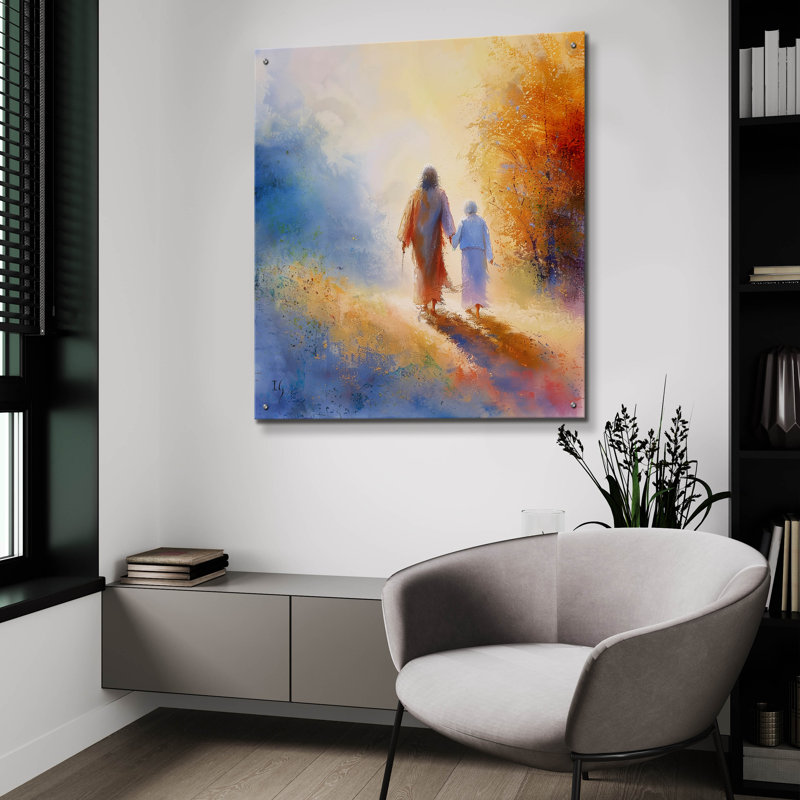 «Orientation sur le chemin - Un voyage avec le Christ» par Ivan Guaderrama, art mural en verre acrylique