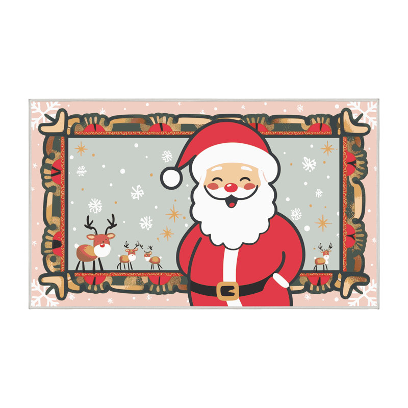 Tapis de vacances d'hiver de Noël lavable The Holiday Aisle®, Rectangle 7 pi x 9 pi
