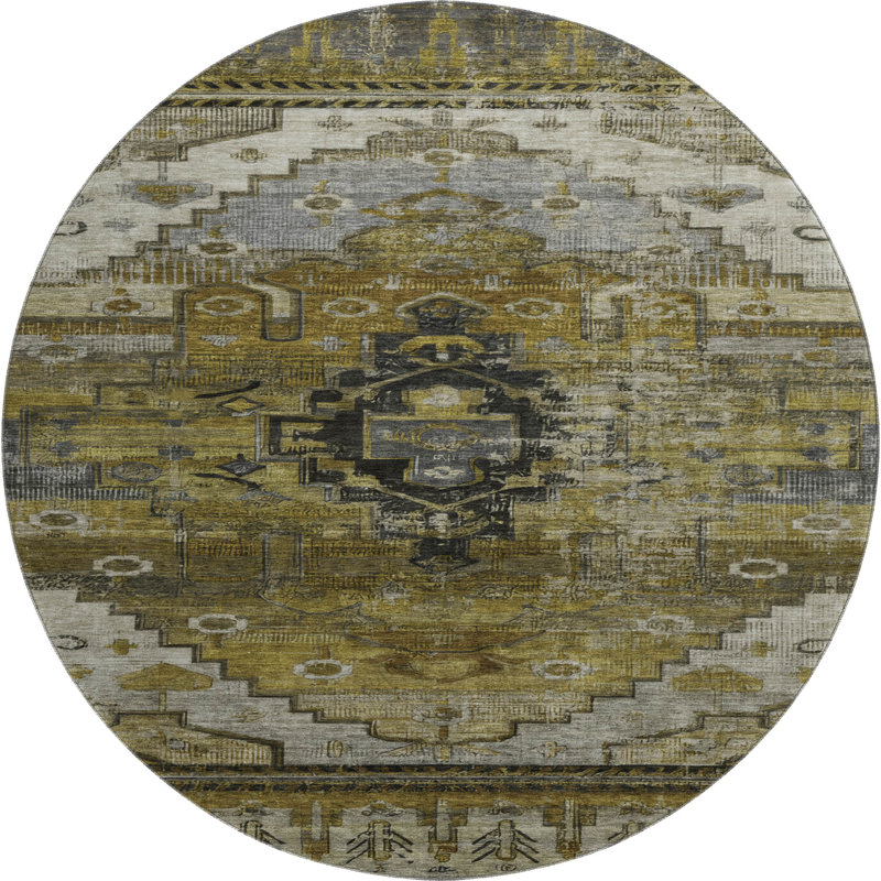 Premium Machine Washable Verlin AMF1776 Tribal Rug, Round 8'