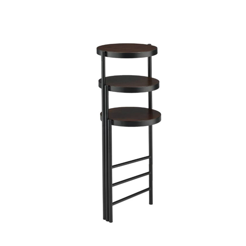 Support pour plante pliable à trois niveaux en métal noir avec dossier ouvert, 18 po de largeur, 19 po de profondeur, 30 po de hauteur, 9 lb