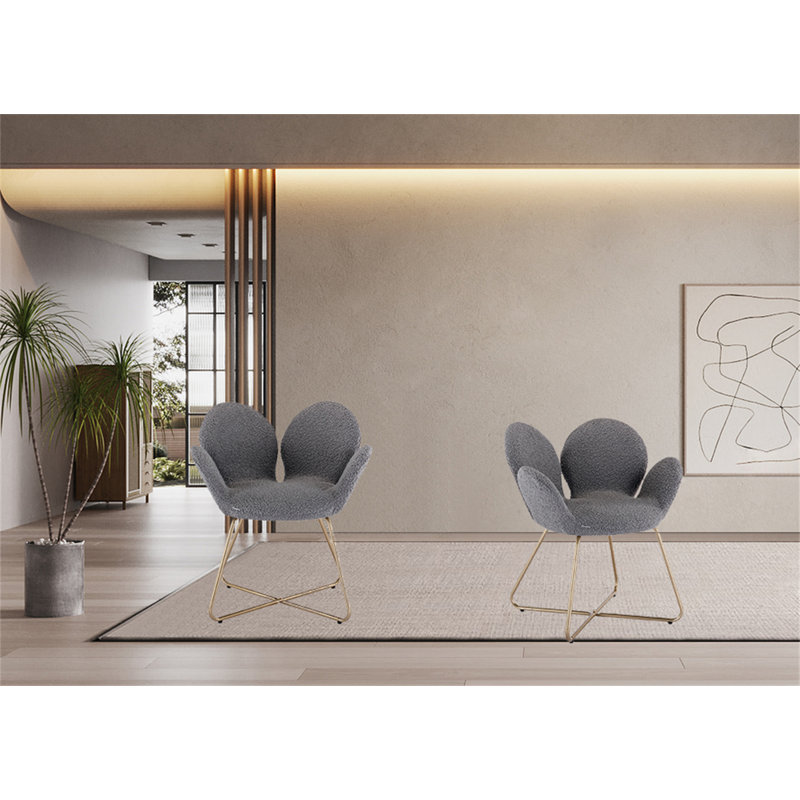 Ensemble de 2 chaises d'appoint Teddy, Mélange de polyester gris