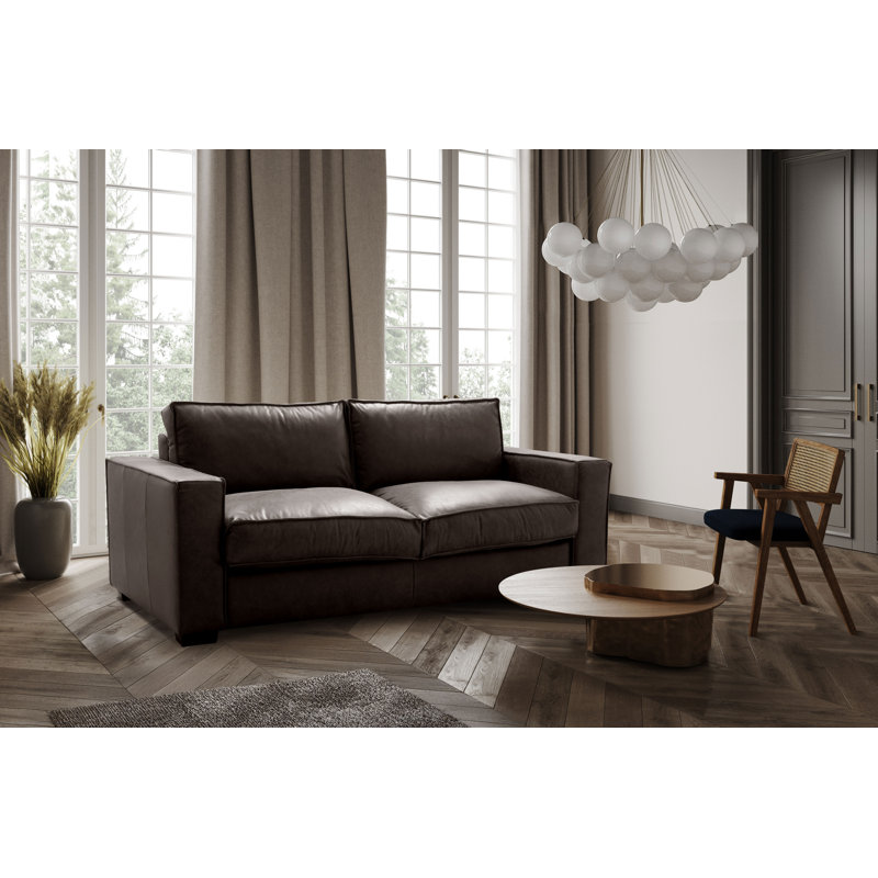 Ripleigh 3 Seater Genuine Aniline Vintage Leather Reclining Sofa Bed with Mattress