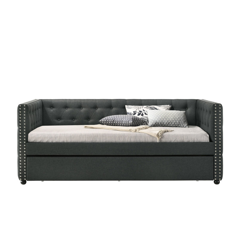 Lit de jour en tissu gris Romona