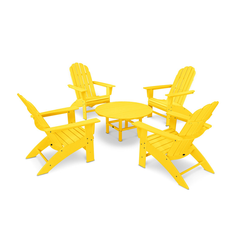POLYWOOD Vineyard 5-Piece Oversized Adirondack Set, Lemon
