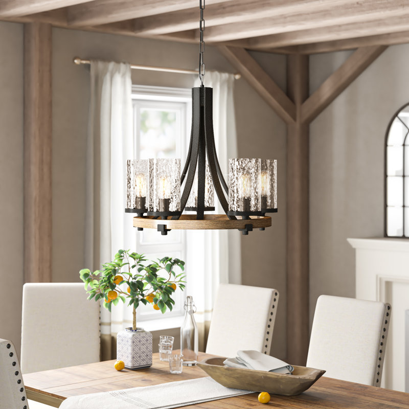 Schrum 5 - Light Dimmable Wagon Wheel Chandelier
