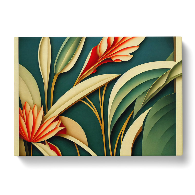 Head Turning Flowers Art Deco - Wrapped Canvas, 40cm H x 60cm W x 3cm D