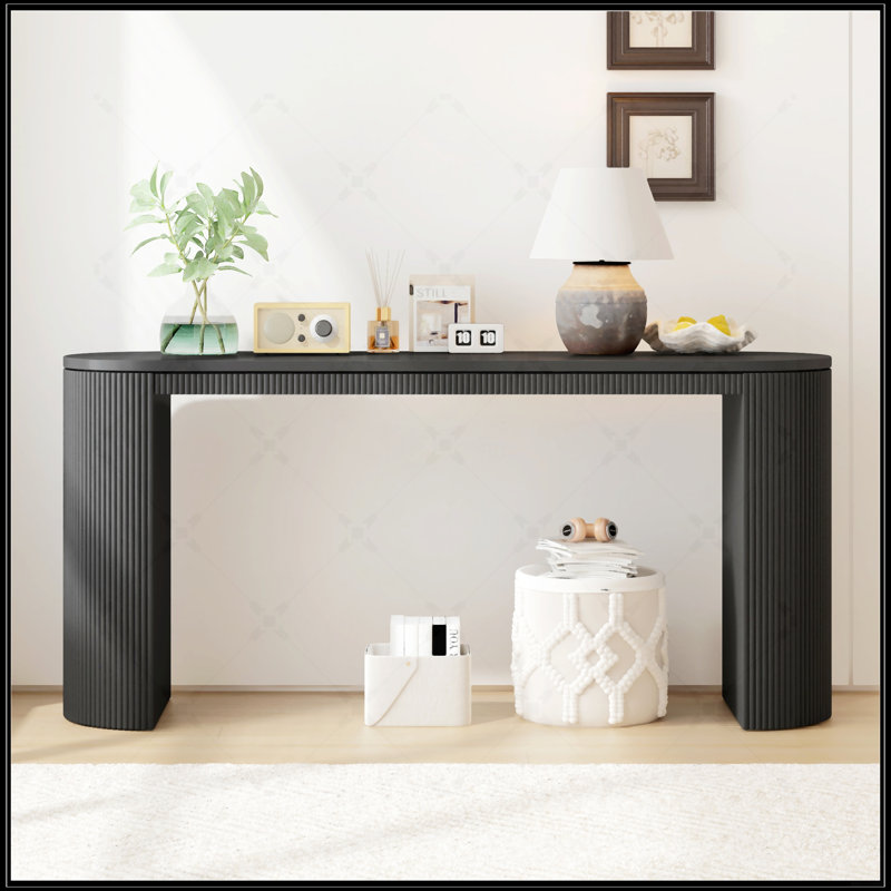 Console incurvée avec pieds à rayures verticales uniques, idéale pour la vie moderne et la polyvalence décorative.