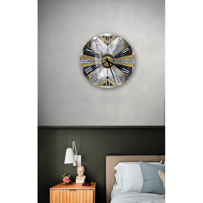 Horloge murale Luxury Luxury, 14 pouces, Romain, noir