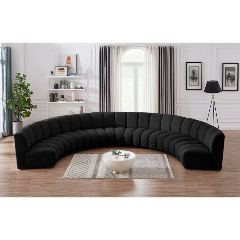 Canapé modulaire de coin Infinity de 183 po de largeur Infinity, Tissu bouclé noir