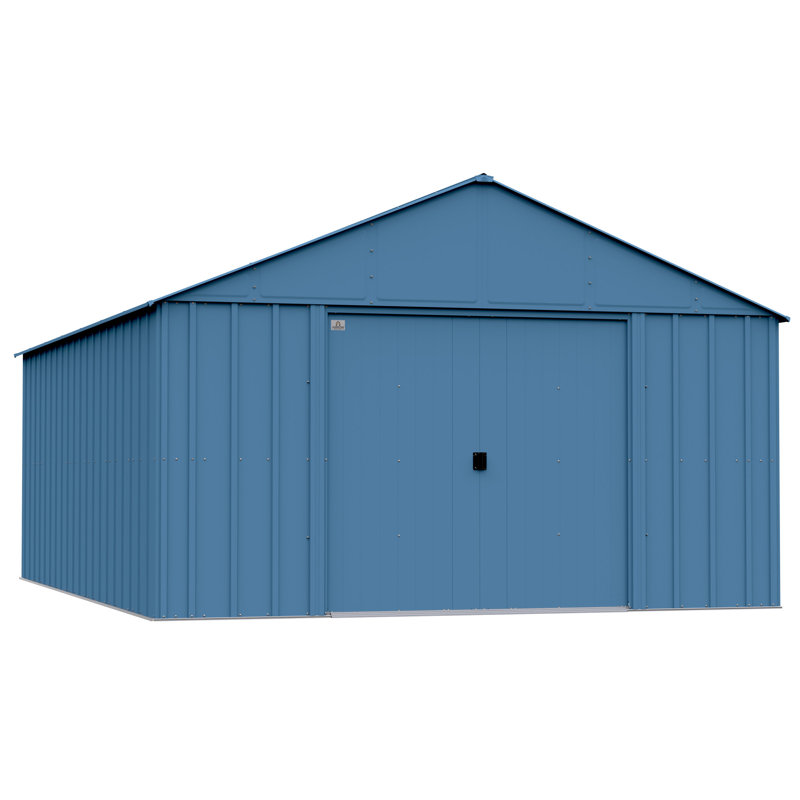 17 ft Blue Grey Galvanized Steel Storage Shed Kit