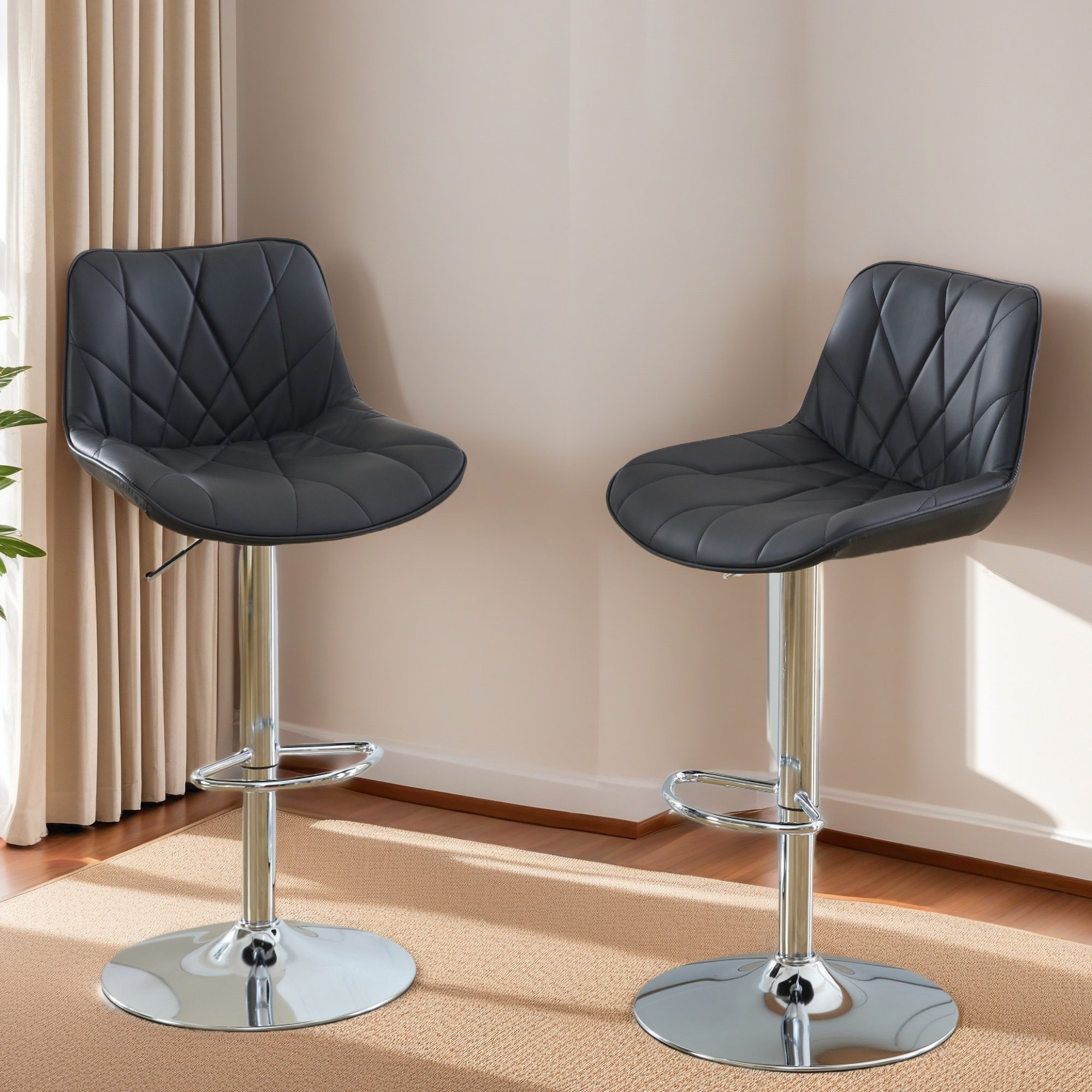 Latitude Run® Counter Height Bar Stools Kitchen Island Barstools Adjustable Swivel Counter Stool ...