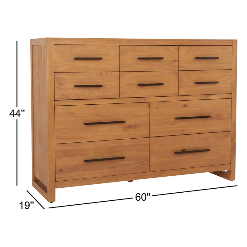Commode 10 tiroirs Modica, Brun naturel