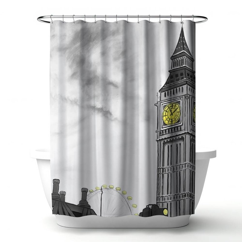 Shower Curtain CI308 – Polyester Shower Curtain, Dye Sublimation Print, 71" W × 74" L