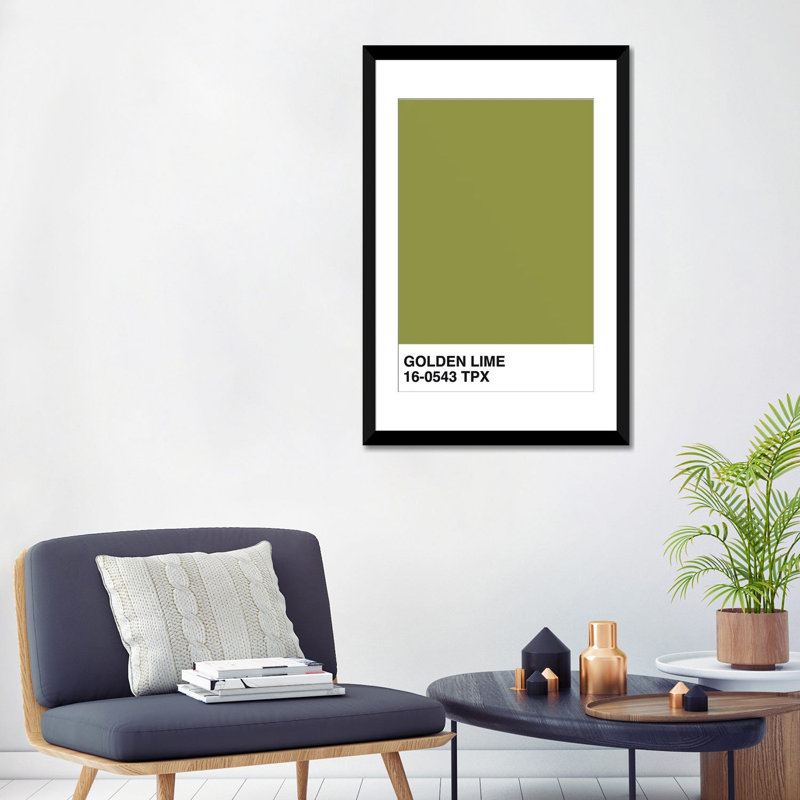 « golden lime 16-0543 tpx », impression sur toile, H 24 po x l 16 po x P 1 po, Papier d'art encadré noir, Blanc