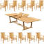 11 Pcs Grade-A Teak Wood Dining Set: 118" Double Extension Mas Rectangle Trestle Leg Table And 10 Cahyo Stacking Arm Chairs #11CH2510-1994172037