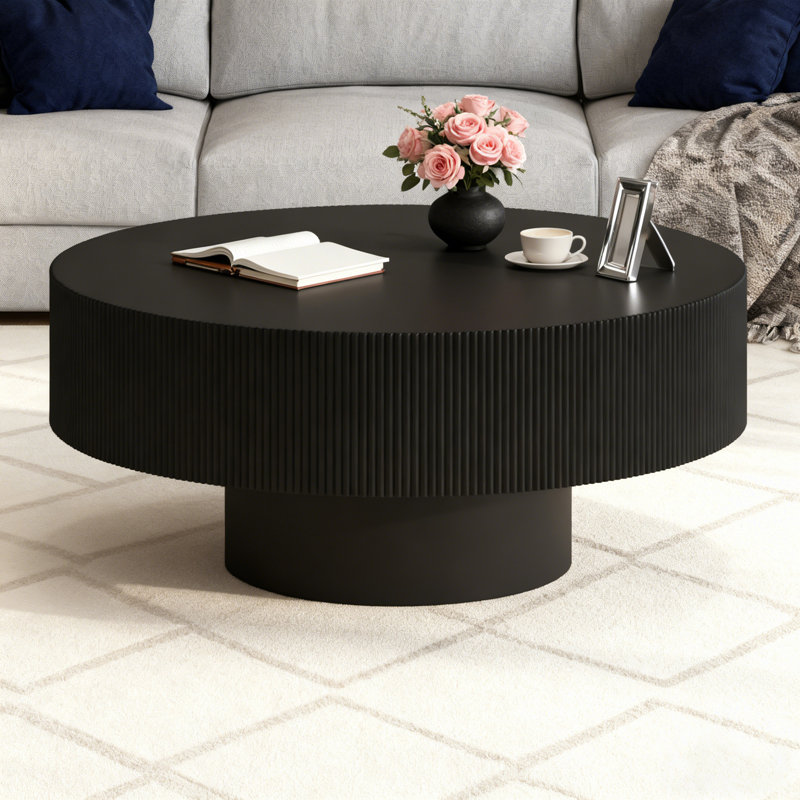 Table basse ronde avec plateau épais, Noir