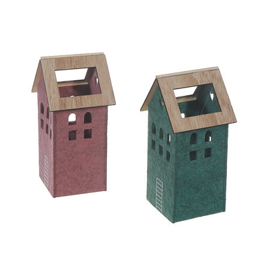 Felt House With Wooden Roof Large - Set Of 2