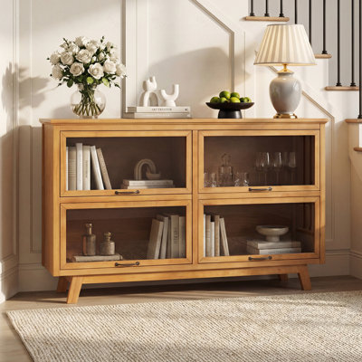 Armoire de rangement moderne avec 4 portes et vitrine