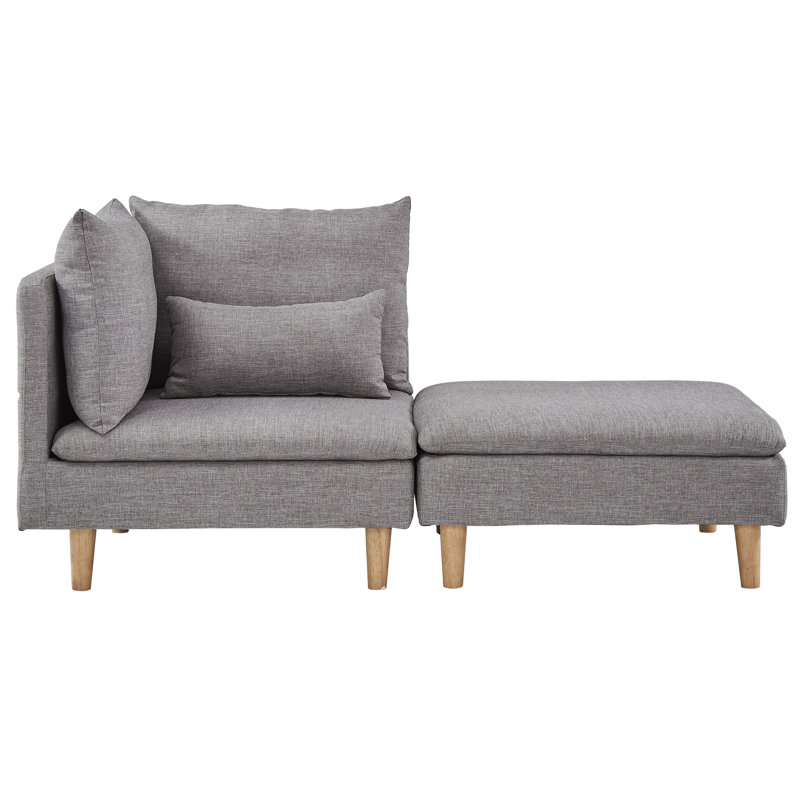 Chaise longue à accoudoirs carrés Poyner, Lin gris étain